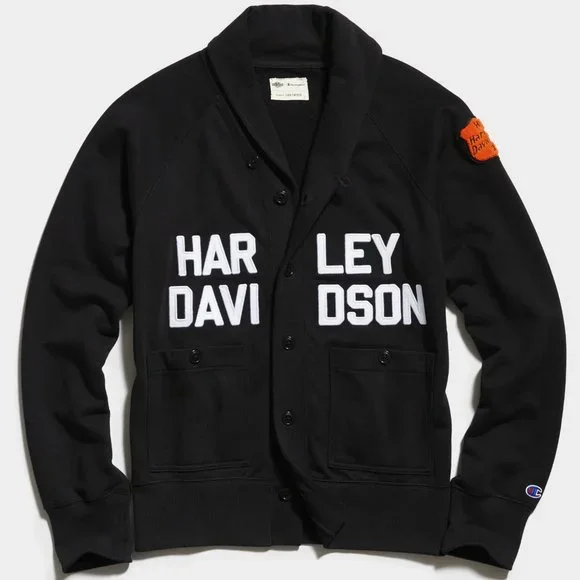 NWT Harley Davidson x Champion x Todd Snyder Black Shawl Cardigan Sweater